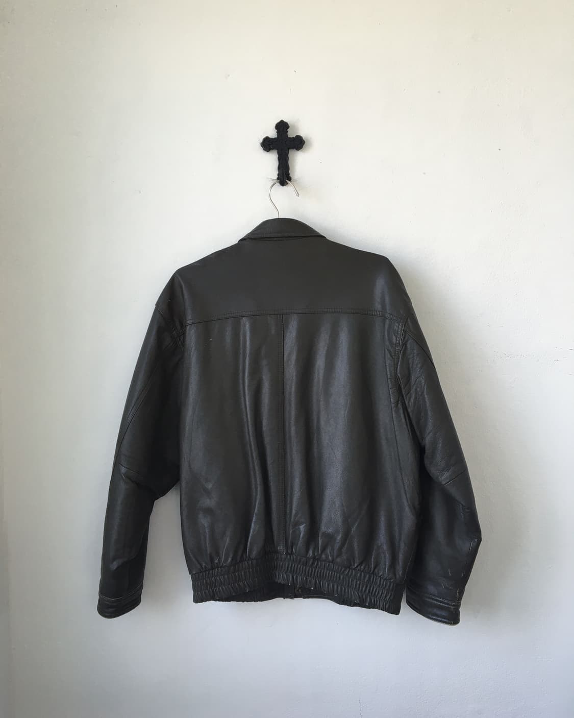 Brown leather bomber jacket 상품이미지2