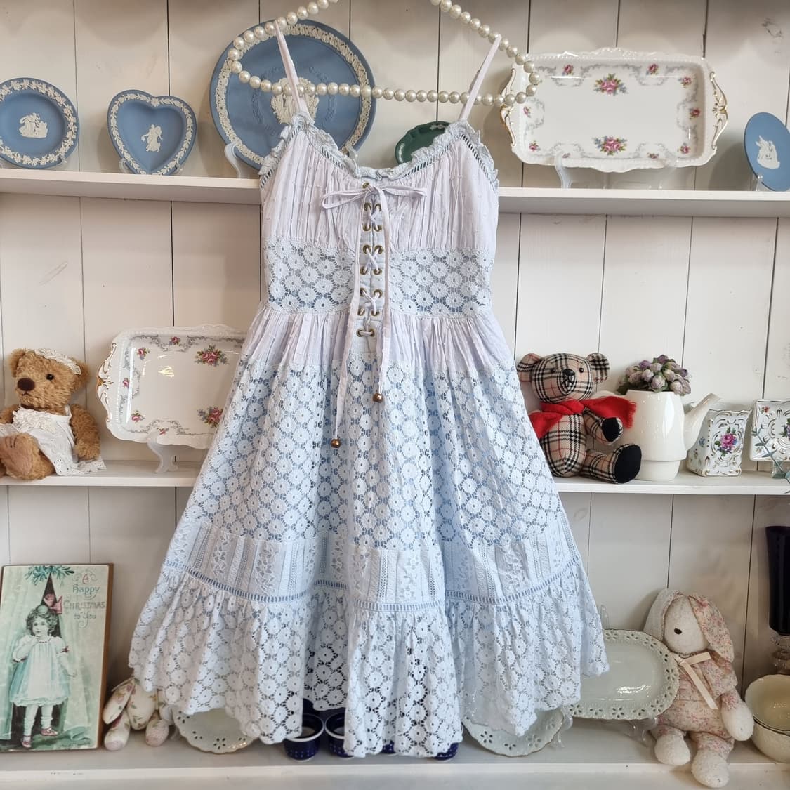 리즈리사(Liz Lisa) 하늘빛 레이스업 뷔스티에 미니원피스 상품이미지1