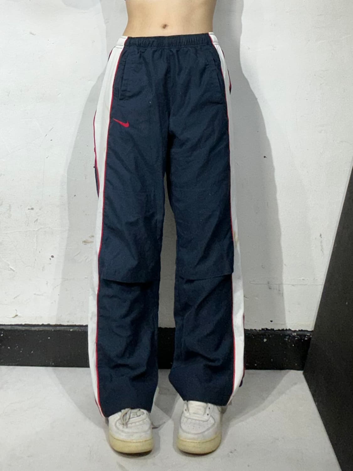 나이키 네이비 화이트 사이드 라인 와이드 트레이닝 팬츠 추리닝 바지 M 상품이미지2