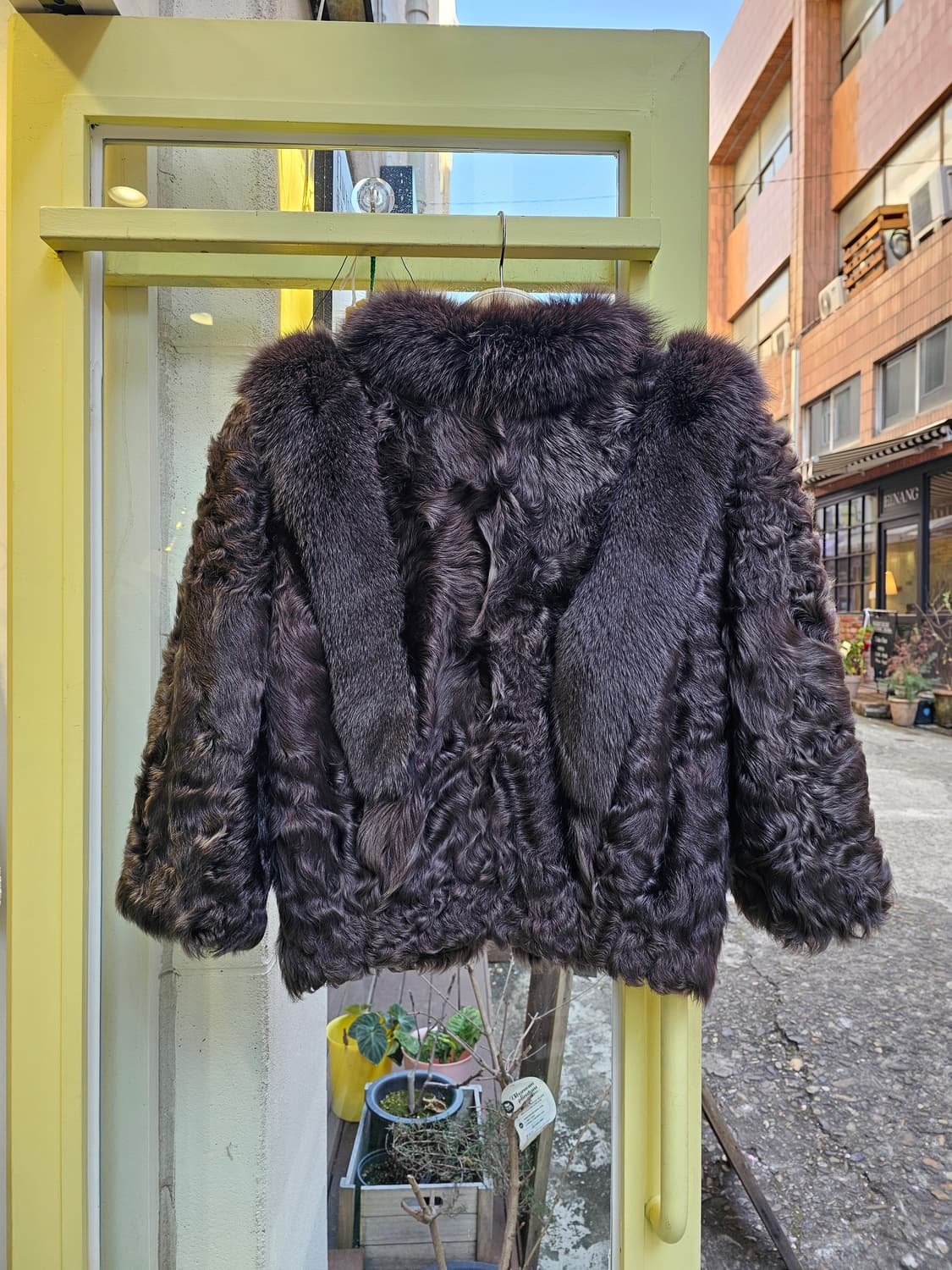 퍼플 딥그레이 램스&폭스 퍼 숏 봄버 상품이미지2