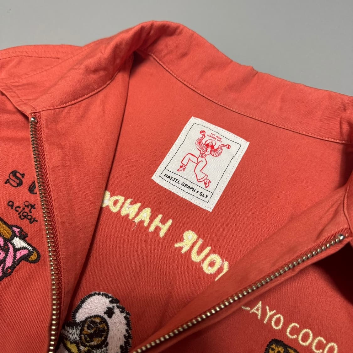 SLY x NIJEL GRAPH 오렌지 양면 자수로고 코튼 쇼트 블루종 상품이미지3