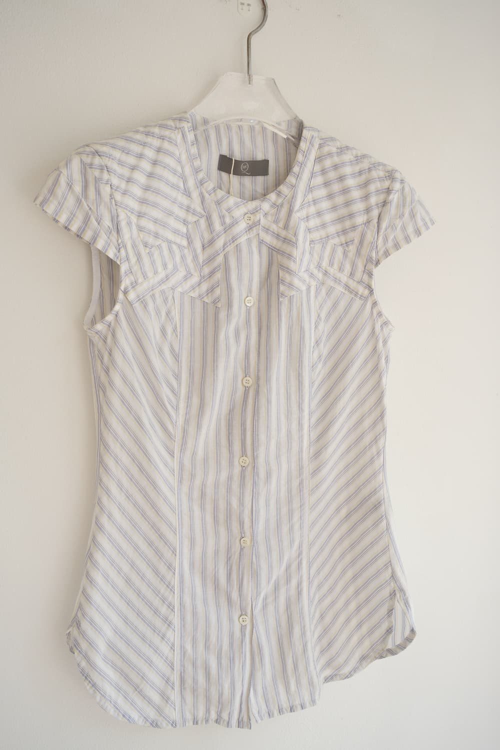 Star Patched Stripe Cap Sleeve Shirt 상품이미지6
