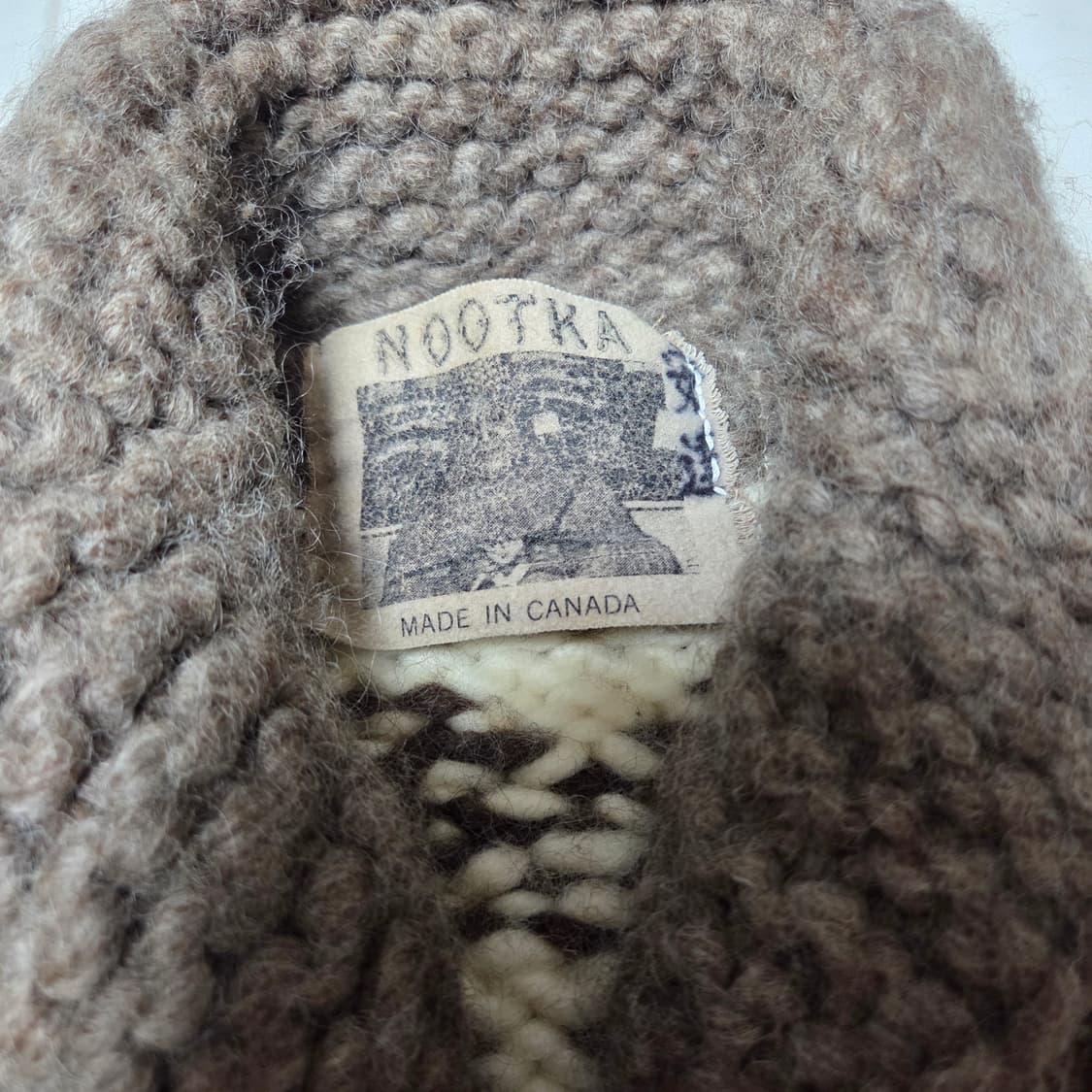 [105]90's NOOTKA 캐나다 헤비울 코위찬 썬더버드 베이지브라운 상품이미지3