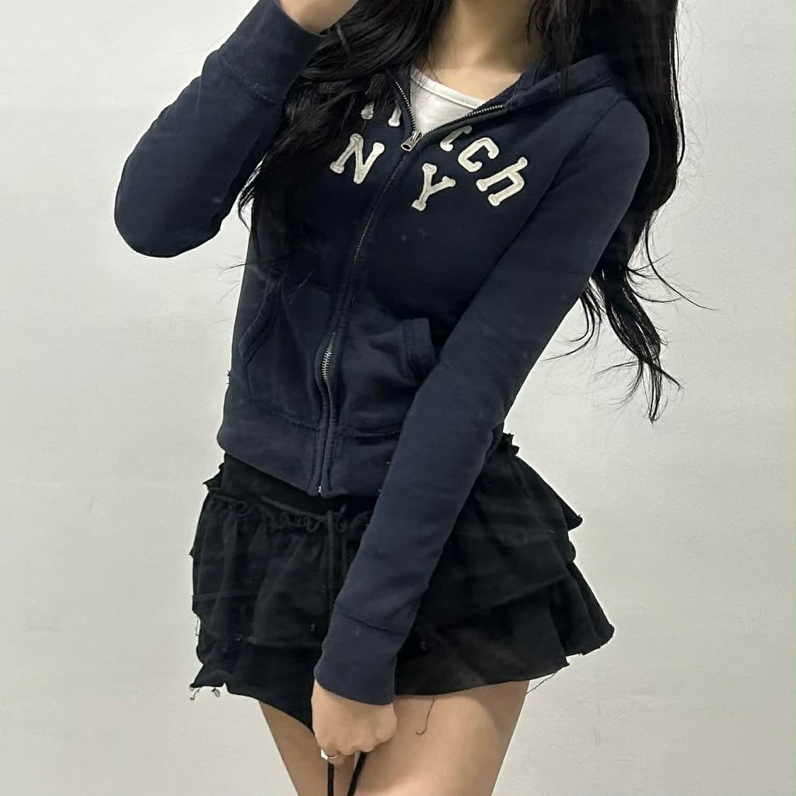 아베크롬비 y2k 여리핏 블랙 대장급 걸즈 후드집업 희귀져지(L) 상품이미지1