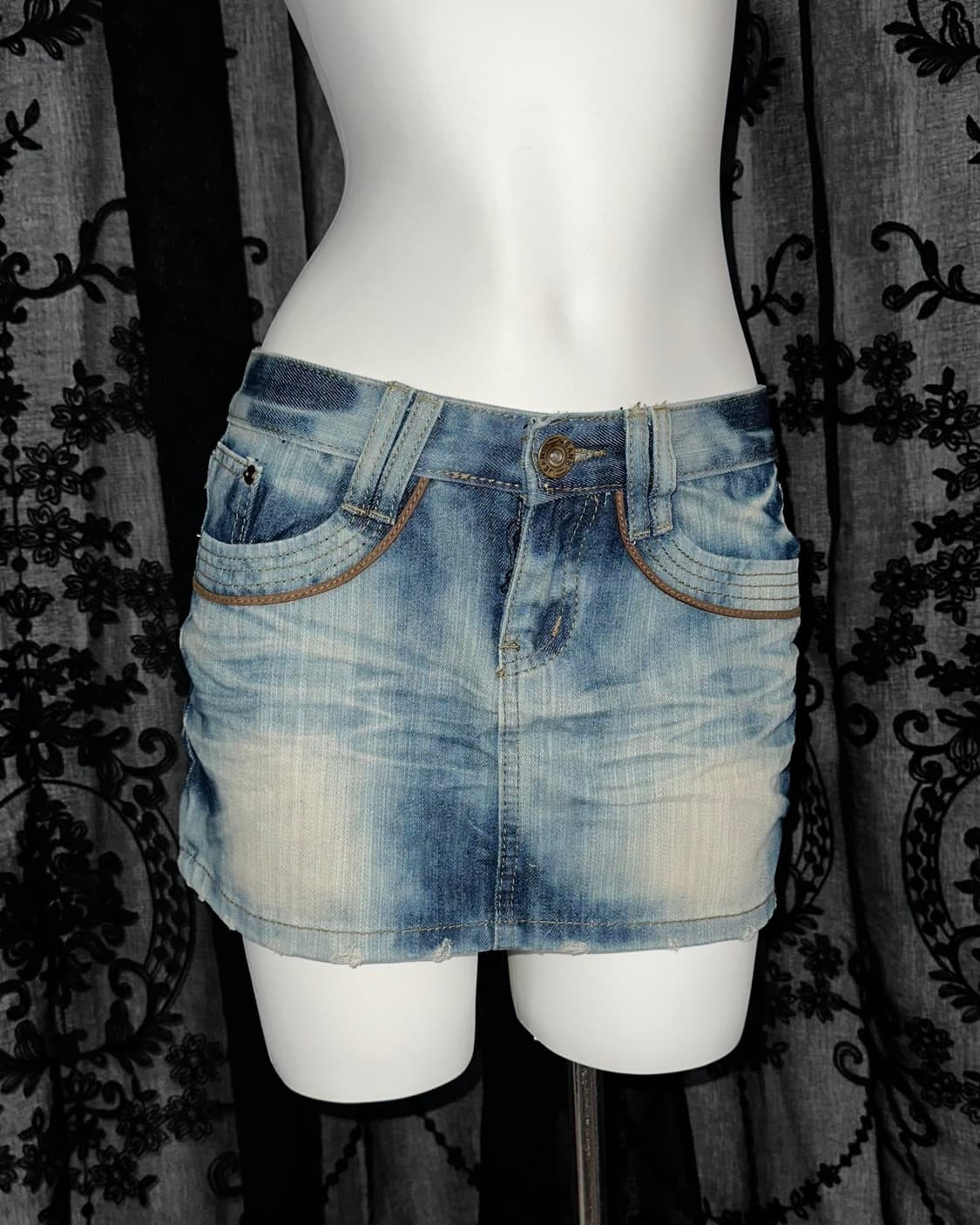 vintage wash denim mini skirt 상품이미지2