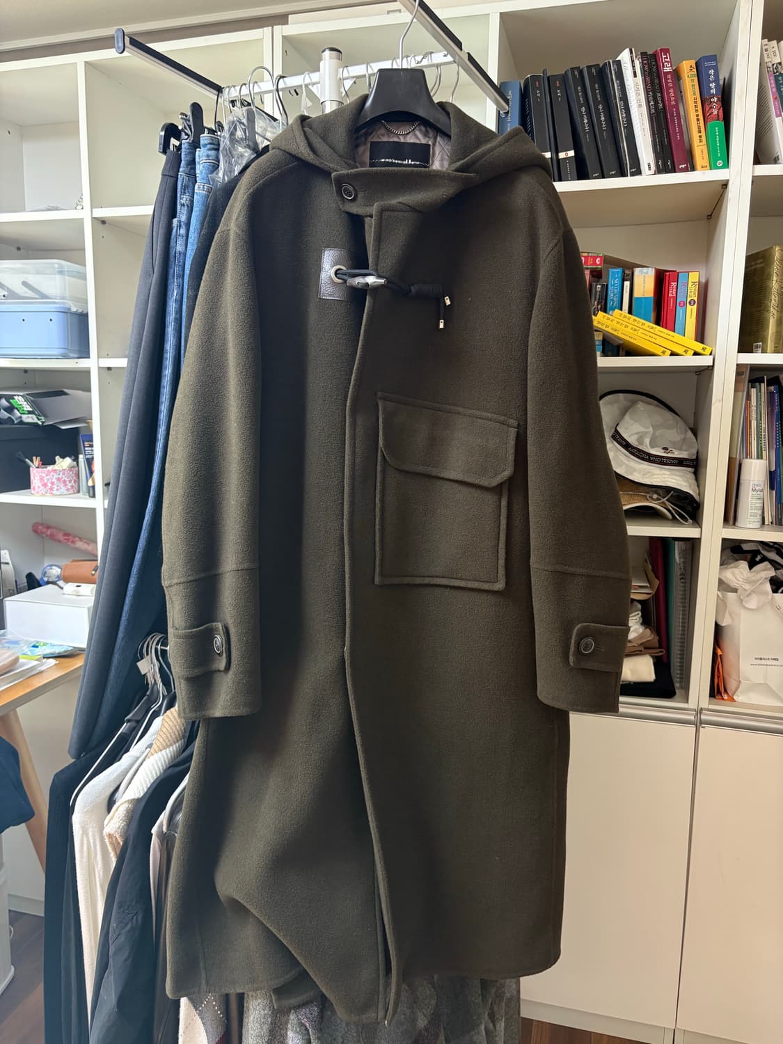 커스텀멜로우 2122aw 올리브 롱코트 판매합니다. 상품이미지4