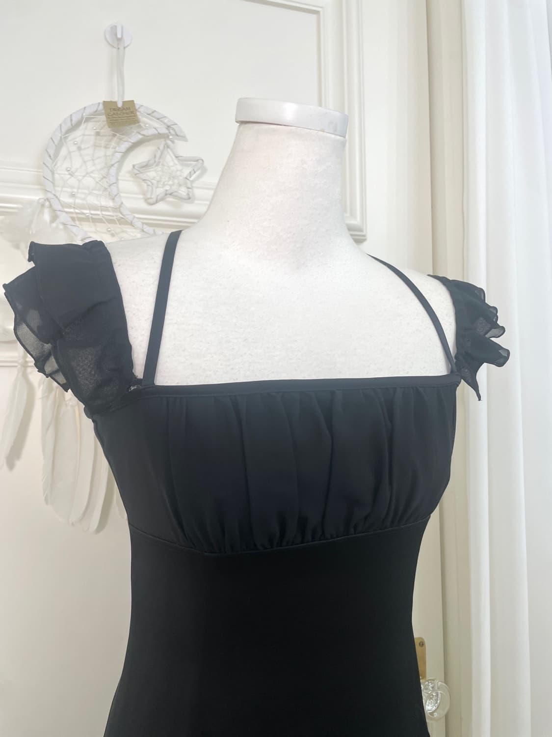 black satin ruffle shirring fairy opc 상품이미지6