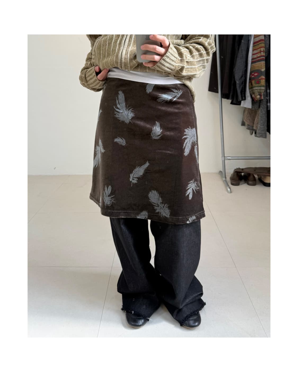 빈티지 벨벳 스커트 상품이미지1