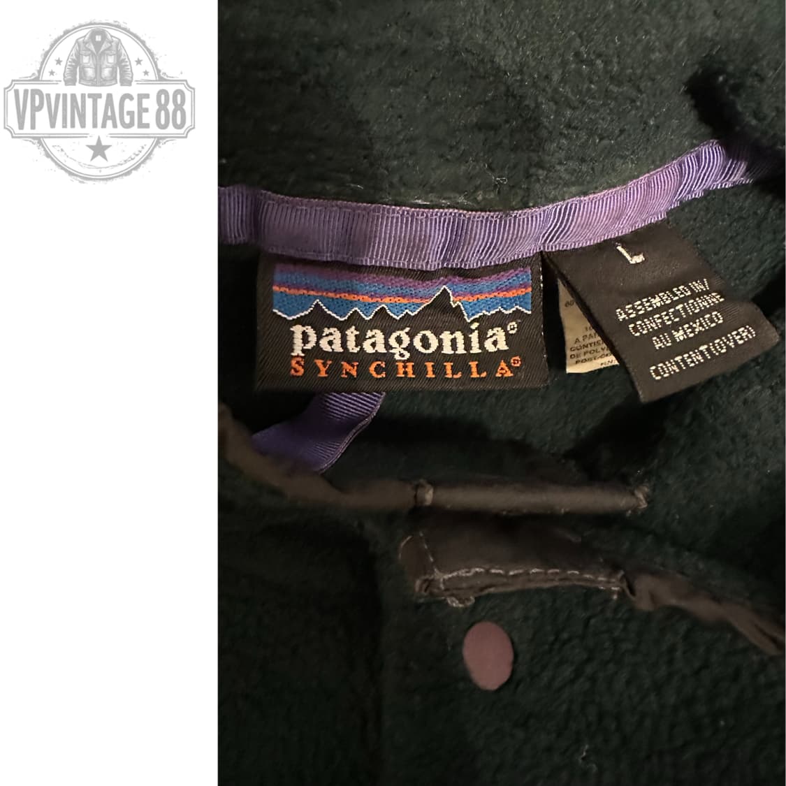 90s 파타고니아 신칠라 스냅-T 다크그린/퍼플 멕시코 상품이미지3