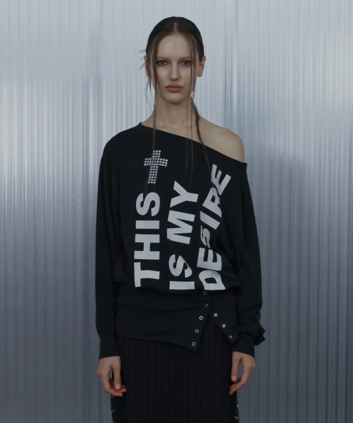 셋업이엑스이 bold lettering loose top black  상품이미지1
