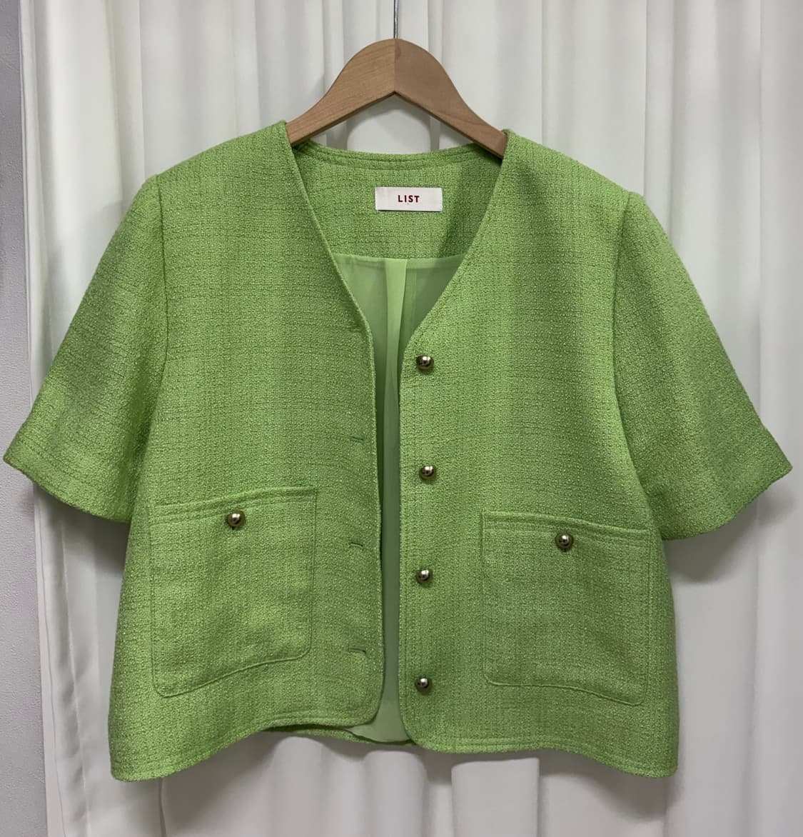 LIST 리스트 트위드 반팔 자켓 그린 상품이미지10
