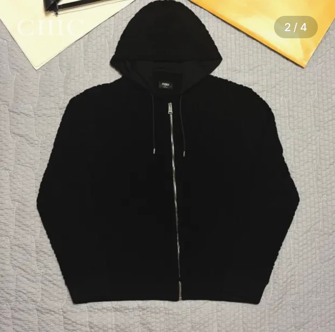 펜디 테리 코튼 FF로고 후드집업 (블랙) 상품이미지2