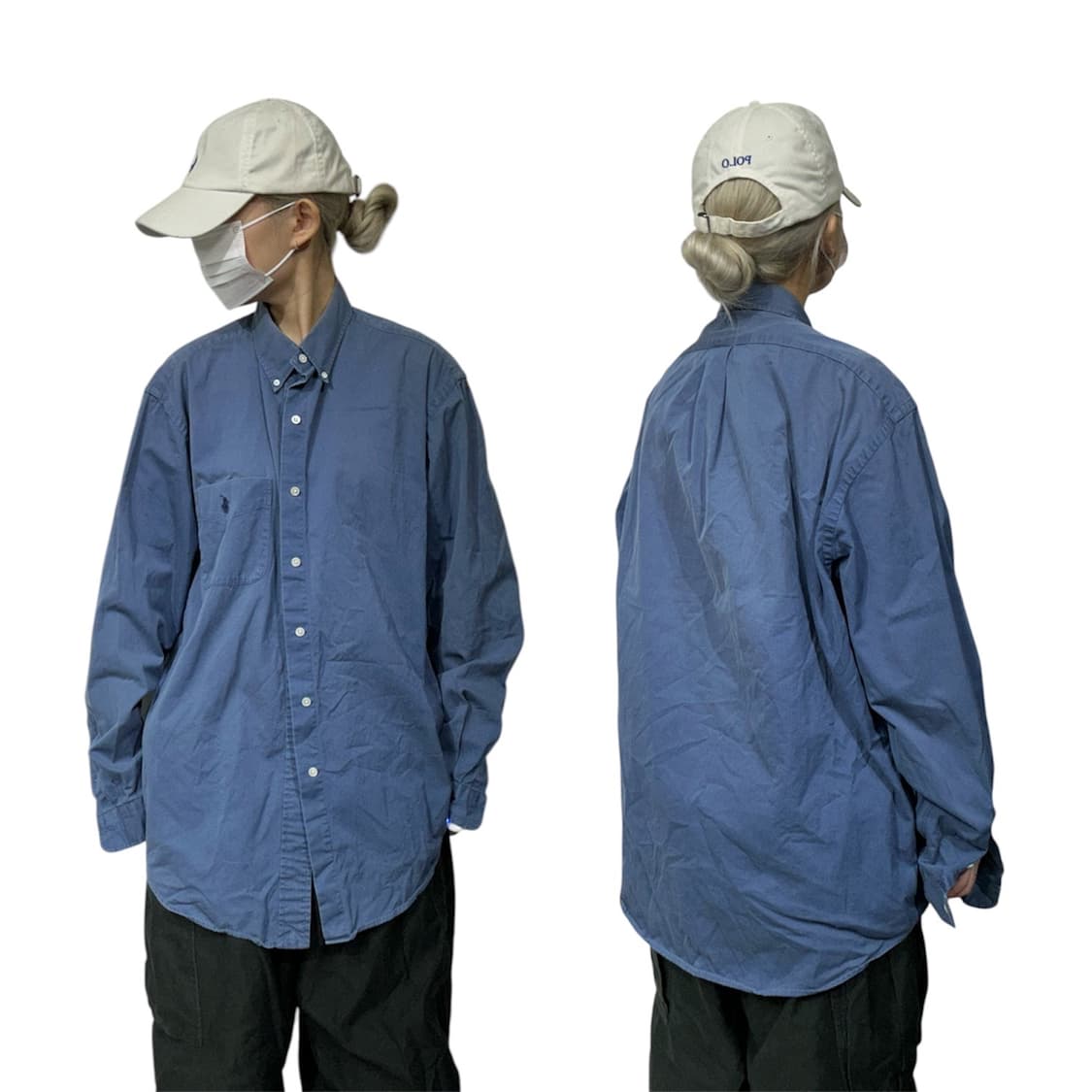 90s 폴로 랄프 로렌 블루 오버핏 셔츠 105 상품이미지1