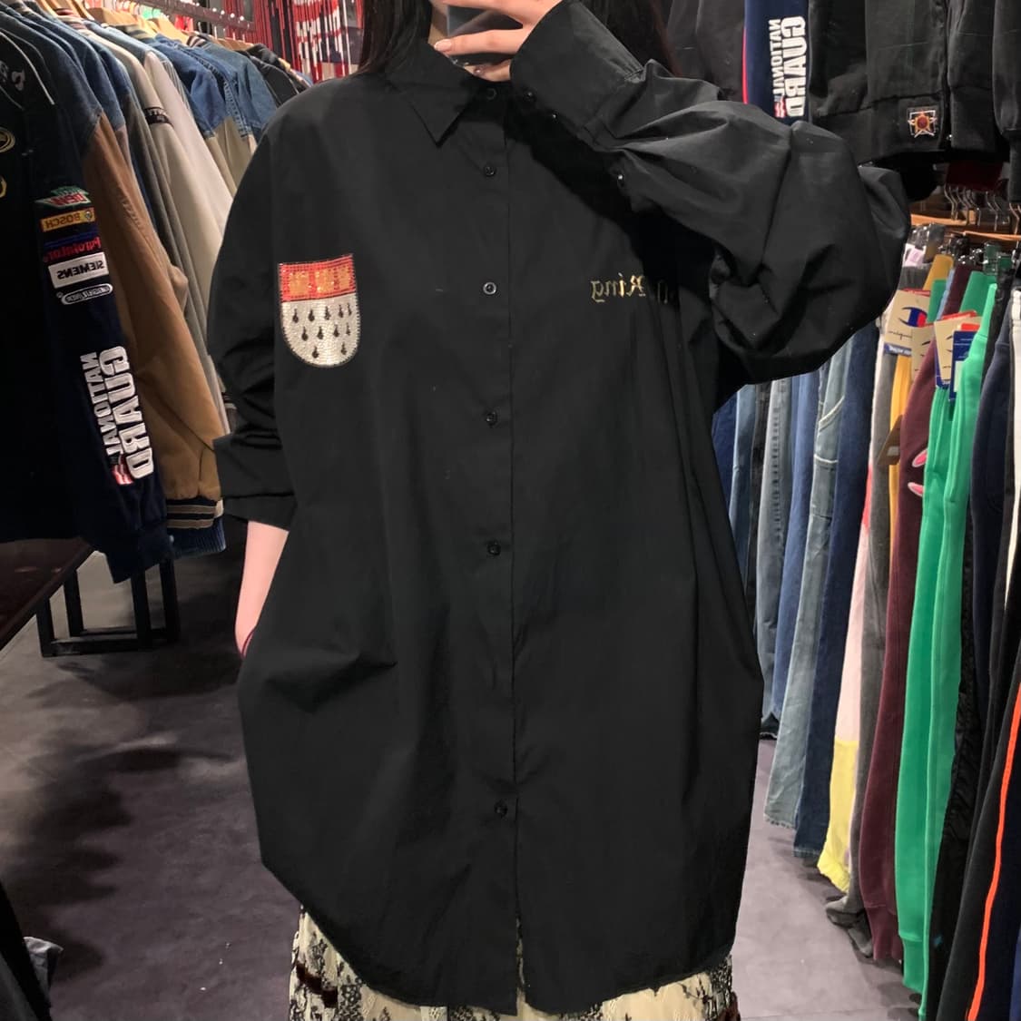 [IM] 디테스 스컬 로즈 핫픽스 셔츠 블랙 상품이미지2