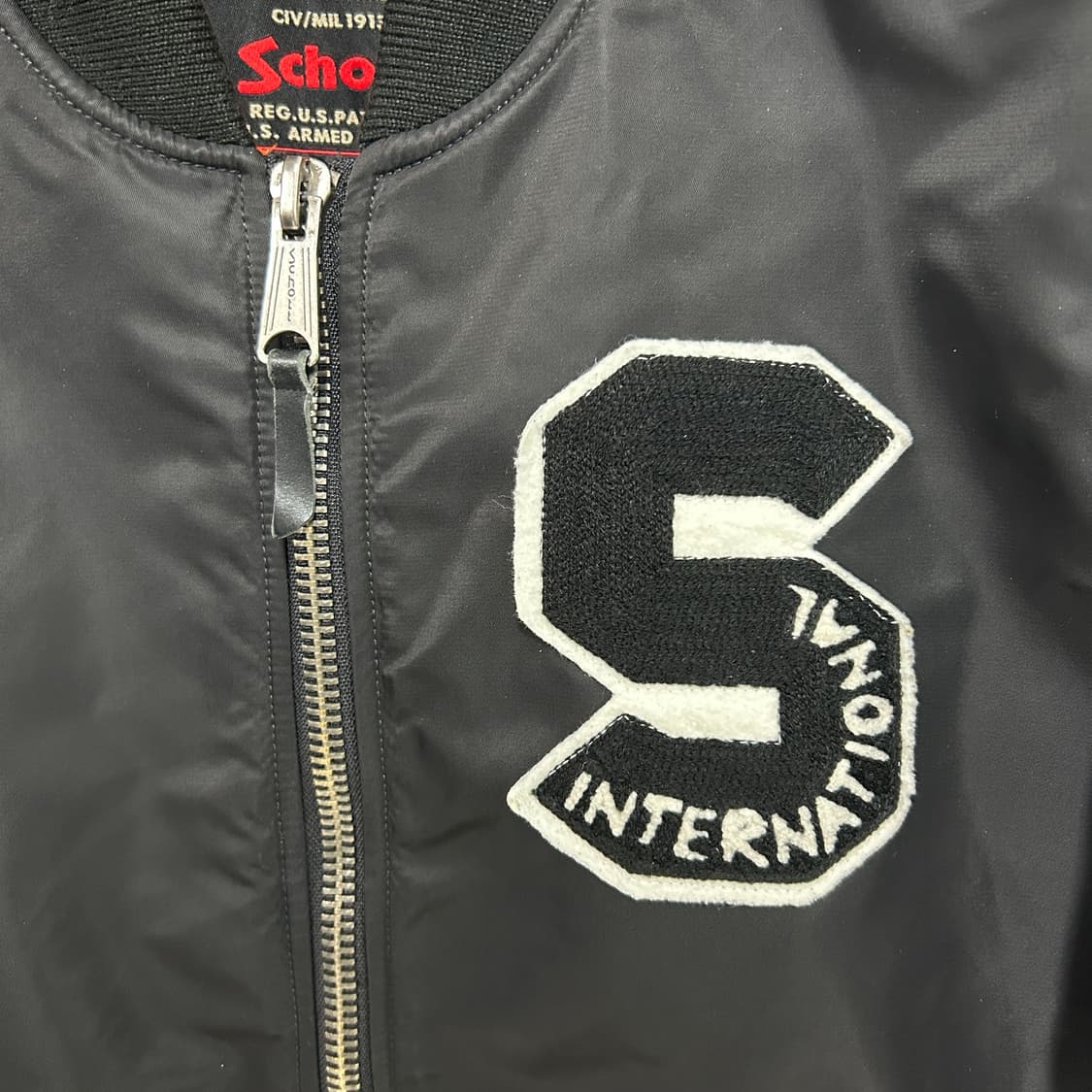 쇼트 패치워크 MA-1 항공점퍼 블랙 상품이미지3