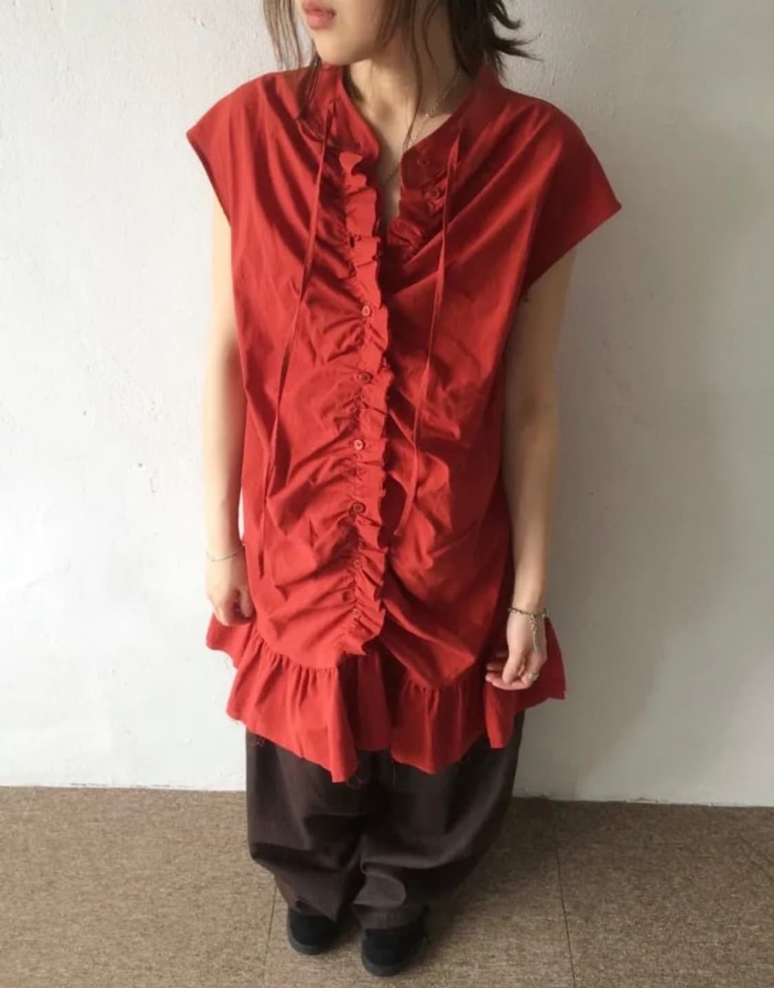 빈티지 셔링 리본 슬리브리스 원피스 나시 애프터먼데이 김아홉 히피디피 상품이미지1