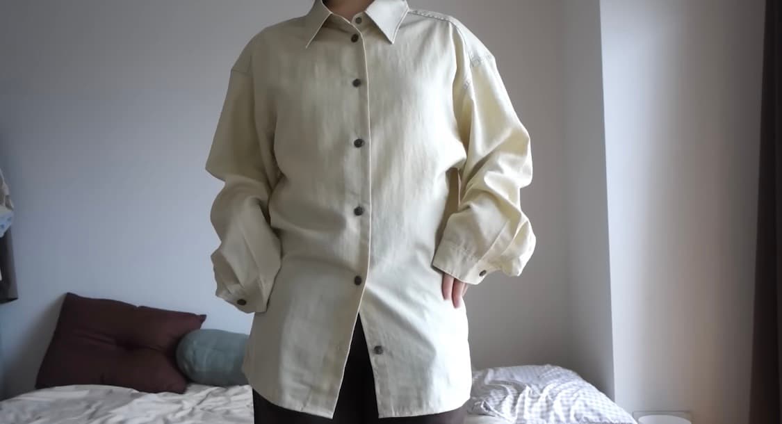 유니클로U 드레이프 셔츠 M (연늘 착용) 상품이미지4