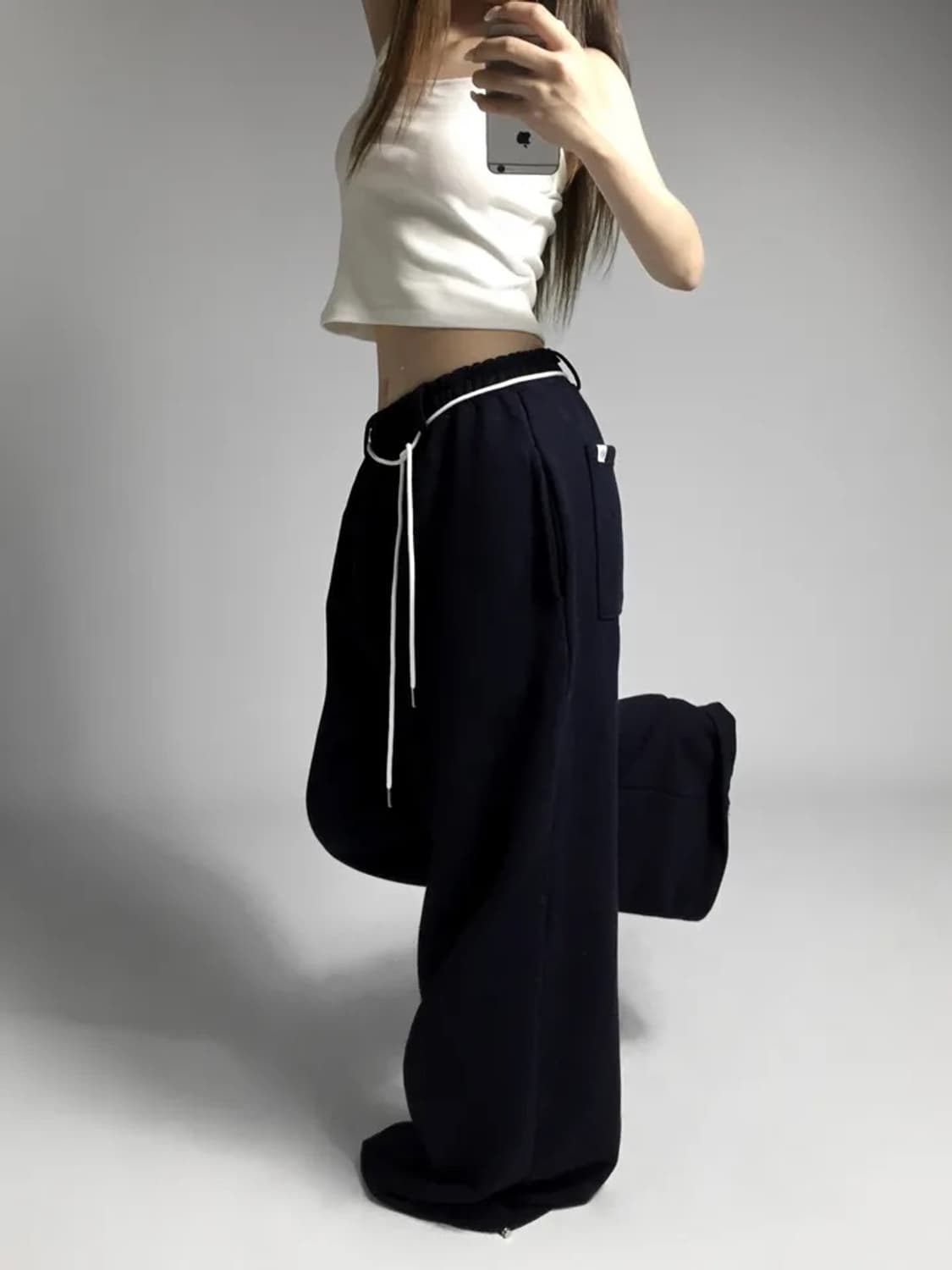 폴링업 스트링 와이드팬츠 새상품 상품이미지1