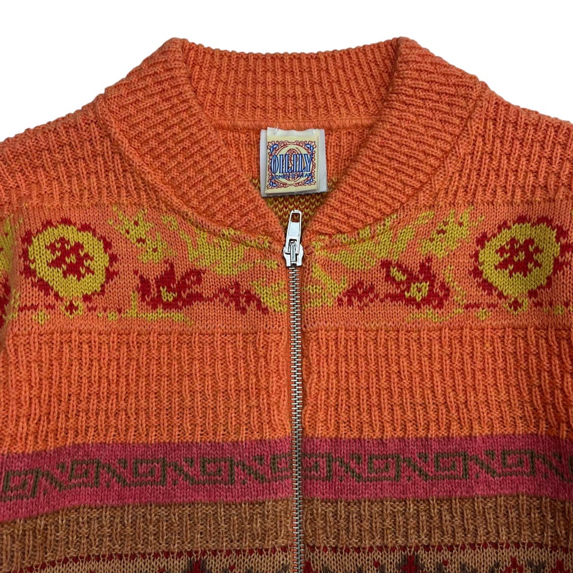 오일릴리 오렌지 에스닉패턴 니트 집업 L 상품이미지4