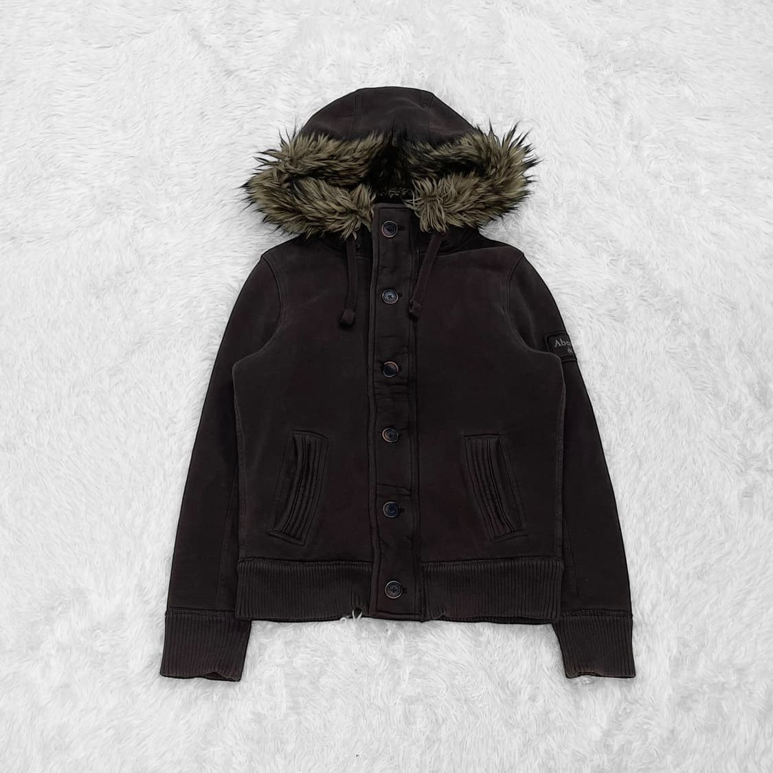 아베크롬비 울프죠 퍼 후드집업 브라운 상품이미지2