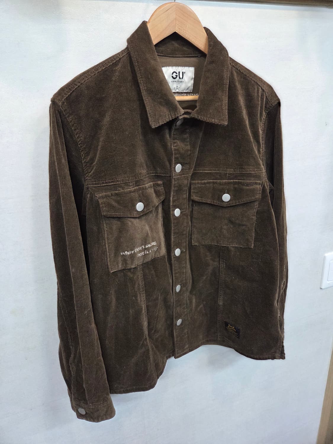 Gu 레터링 옆트임 코듀로이 셔츠자켓 100 상품이미지9