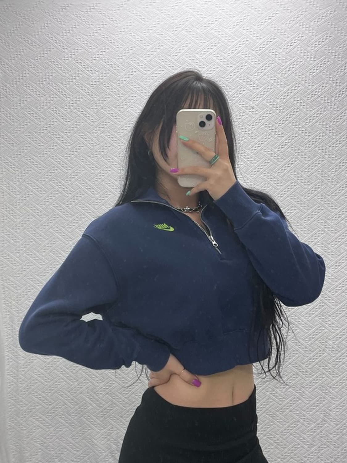 나이키 올드스쿨 스트릿 반집업 크롭 맨투맨 S C07198 상품이미지1