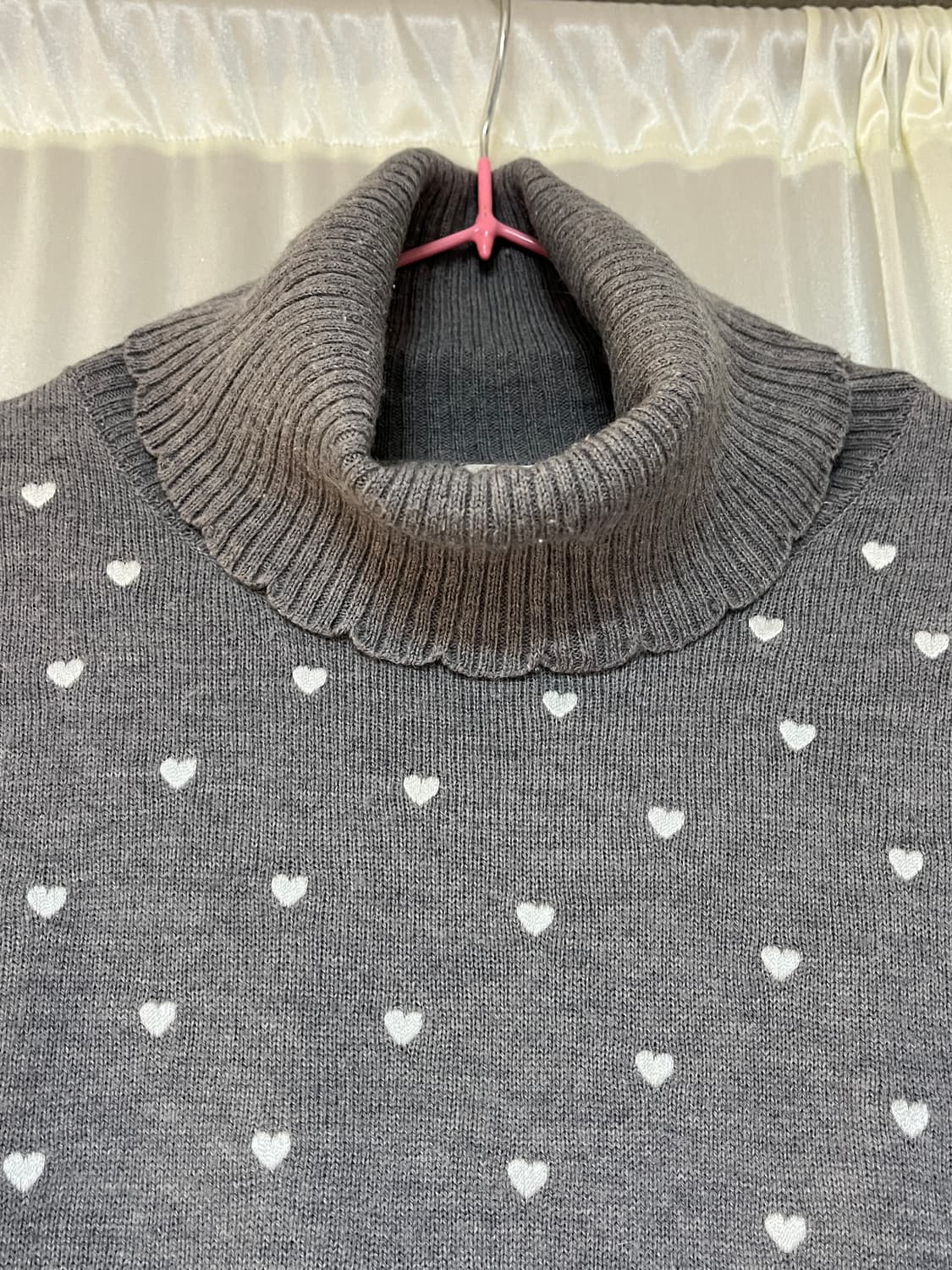 하트 패턴 회색 목폴라니트 갸루 모리걸 빈티지 상품이미지2