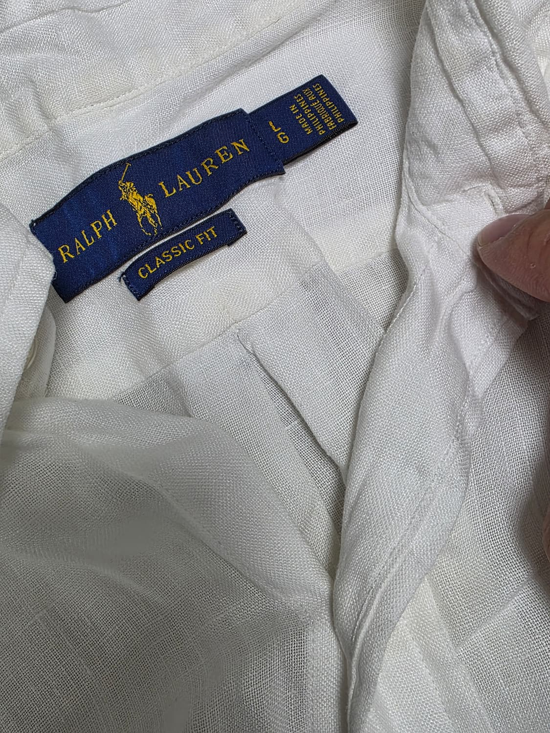 폴로 랄프로렌 클래식핏 린넨 셔츠 L 화이트 상품이미지3