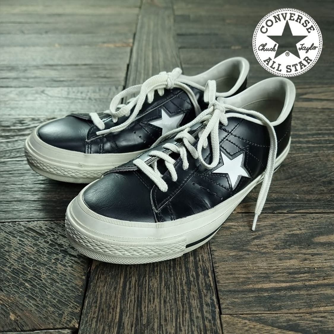 [컨버스 재팬] 원스타 로우 레더 스니커즈 블랙 M19236 상품이미지1