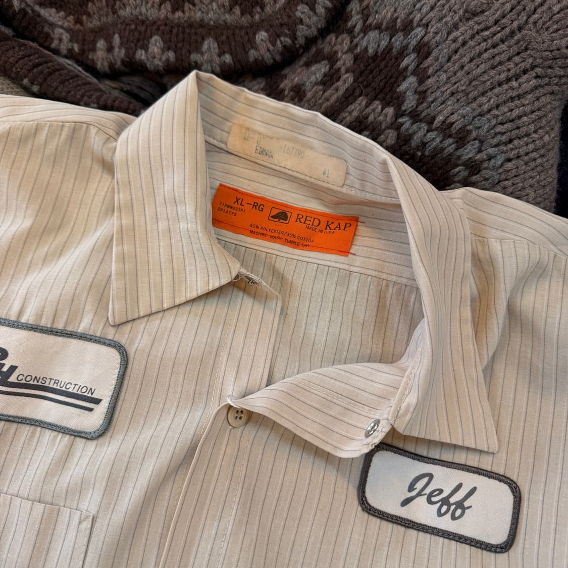 레드 캡 워크웨어 워크셔츠 스트라이프 패턴 XL XXL 상품이미지5