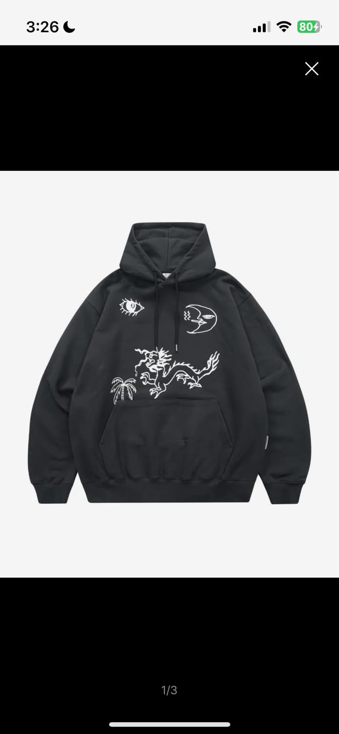 더바이닐하우스 HIEROGLYPH HOODIE CHARCOAL후드티 상품이미지1
