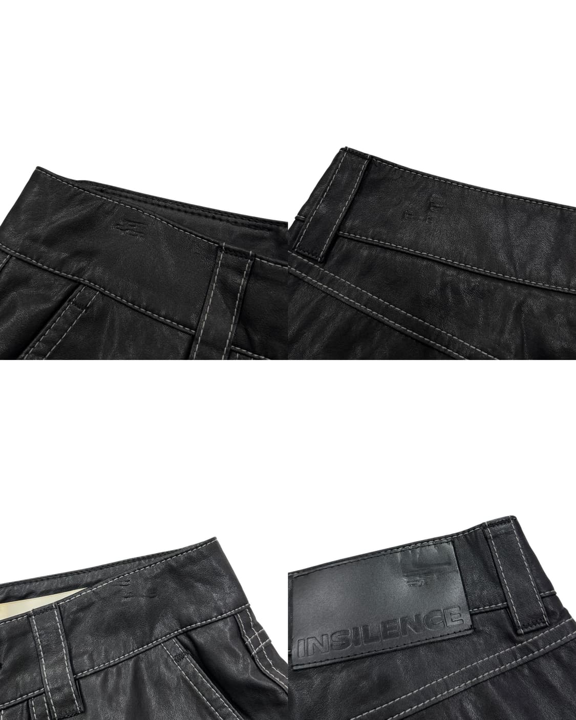 인사일런스 우먼 포우 레더 와이드 팬츠 블랙 S 상품이미지6