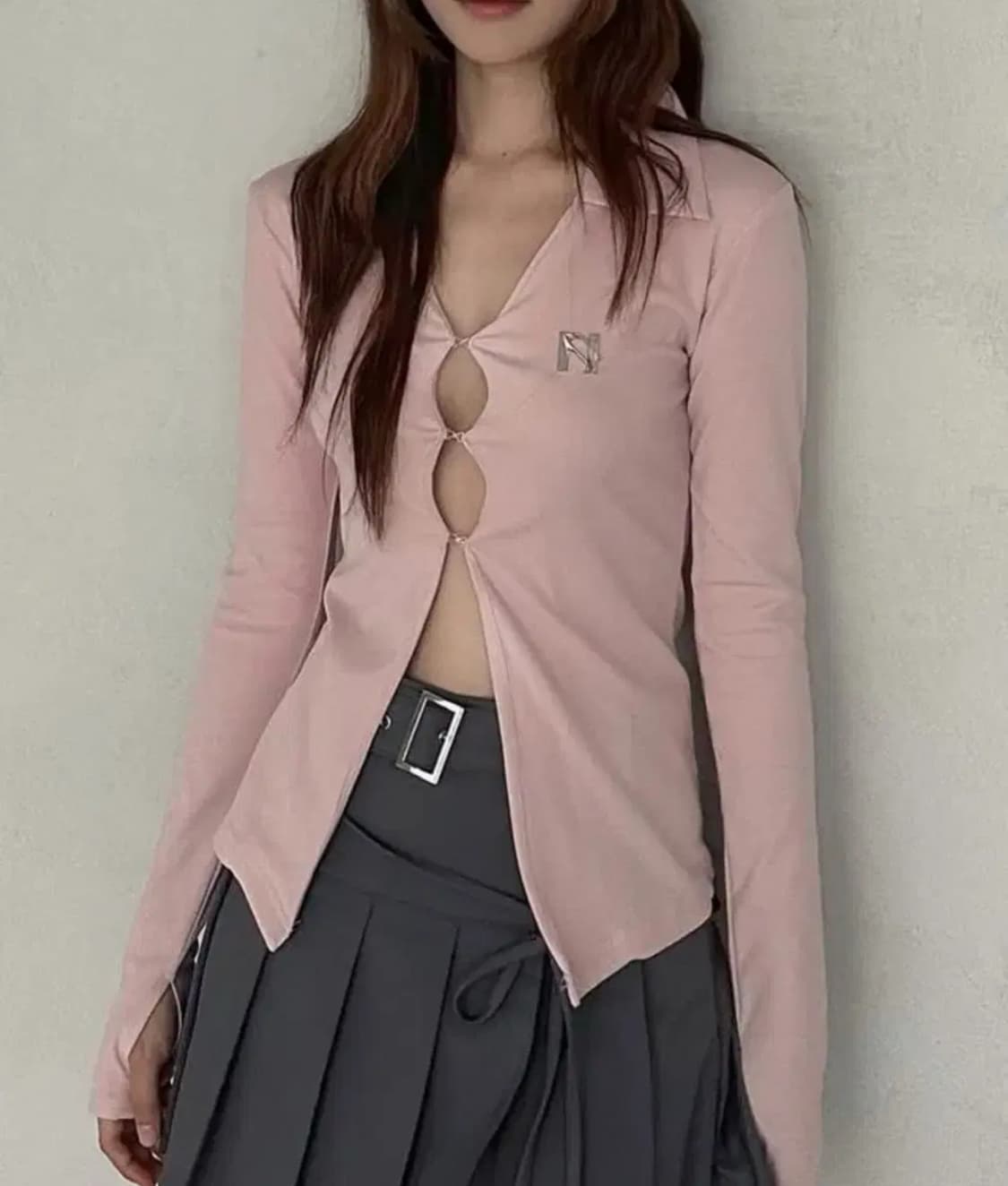 뉴얼린 셔츠탑 피치핑크 상품이미지1