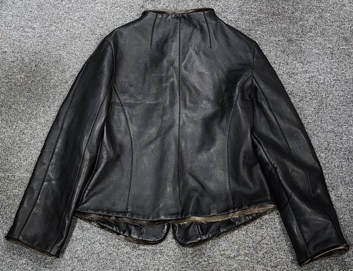 빈티지 모피 트리밍 쓰리버튼 슬림 양가죽 자켓 레더자켓 상품이미지2