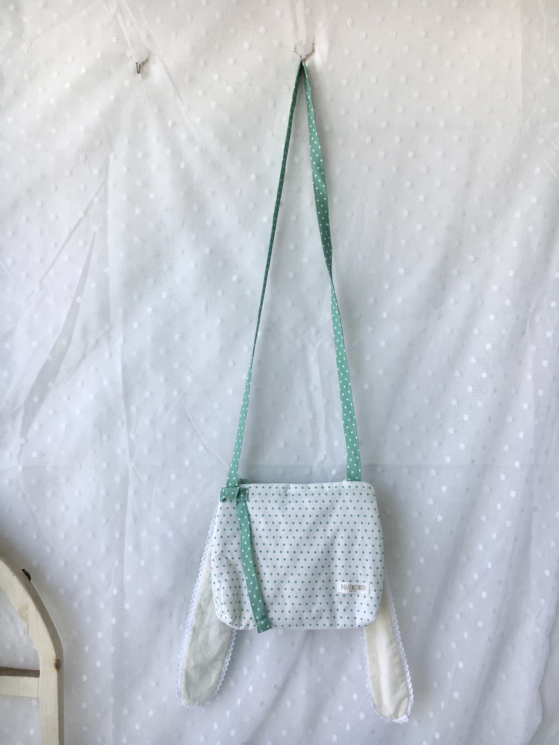[HANDMADE] 핸드메이드 민트 도트 토끼 크로스백 모리걸 상품이미지6