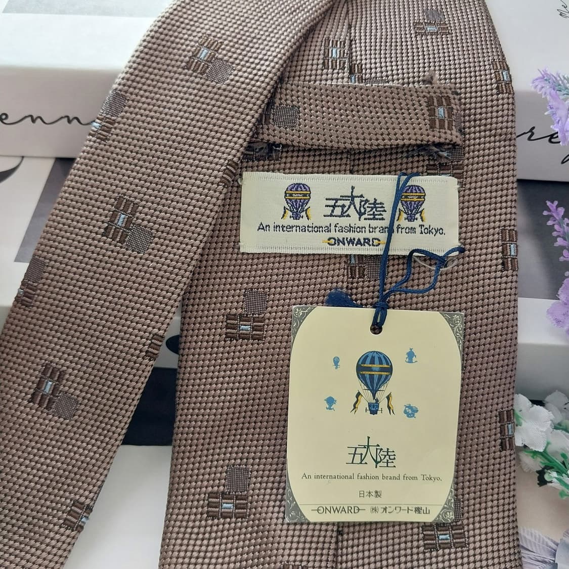 고타이쿠 실크 브라운 자카드 패턴 넥타이 9.6cm A등급 K1310
 상품이미지5