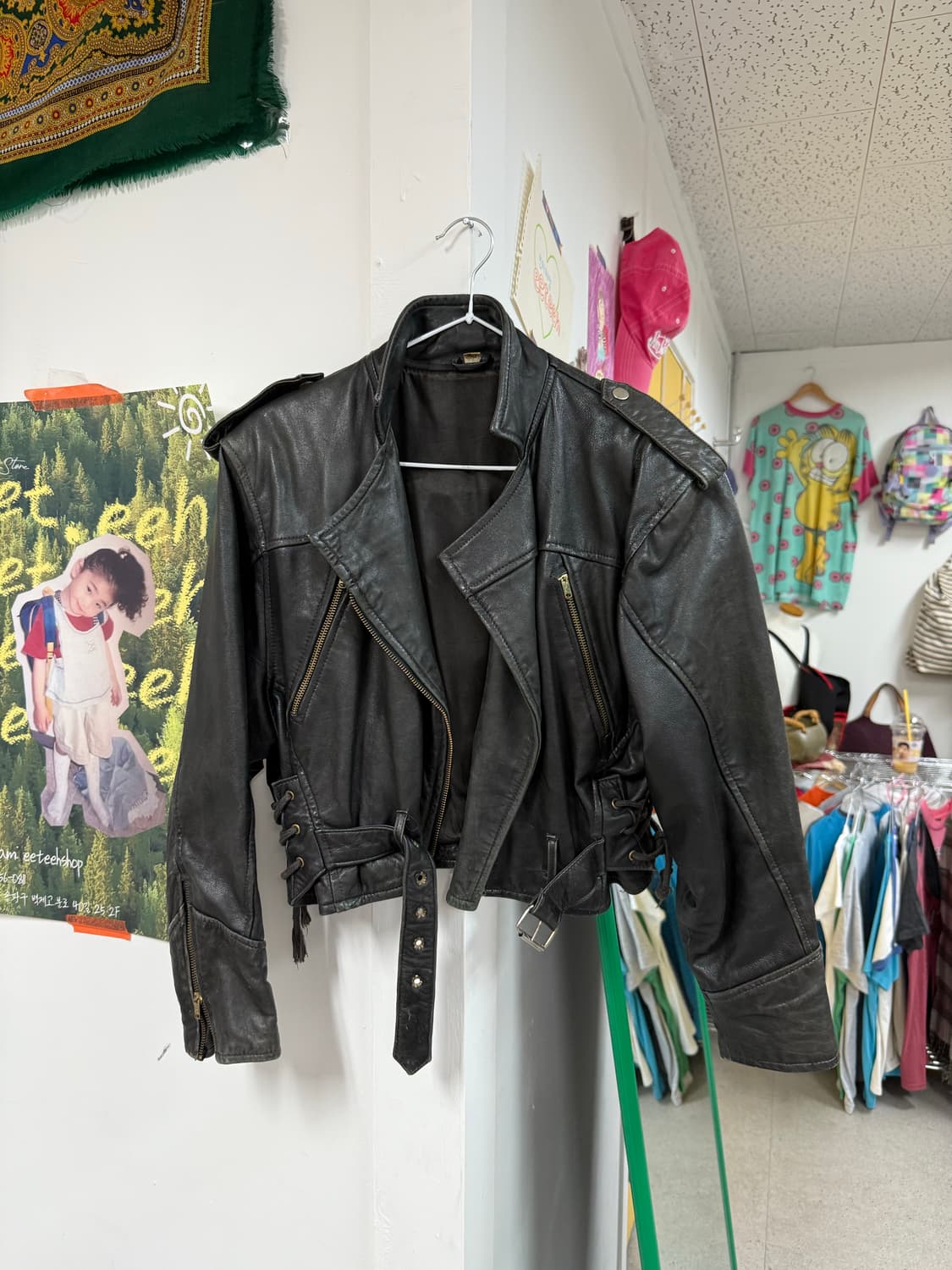 Europe sheepskin leather crop jacket  상품이미지4