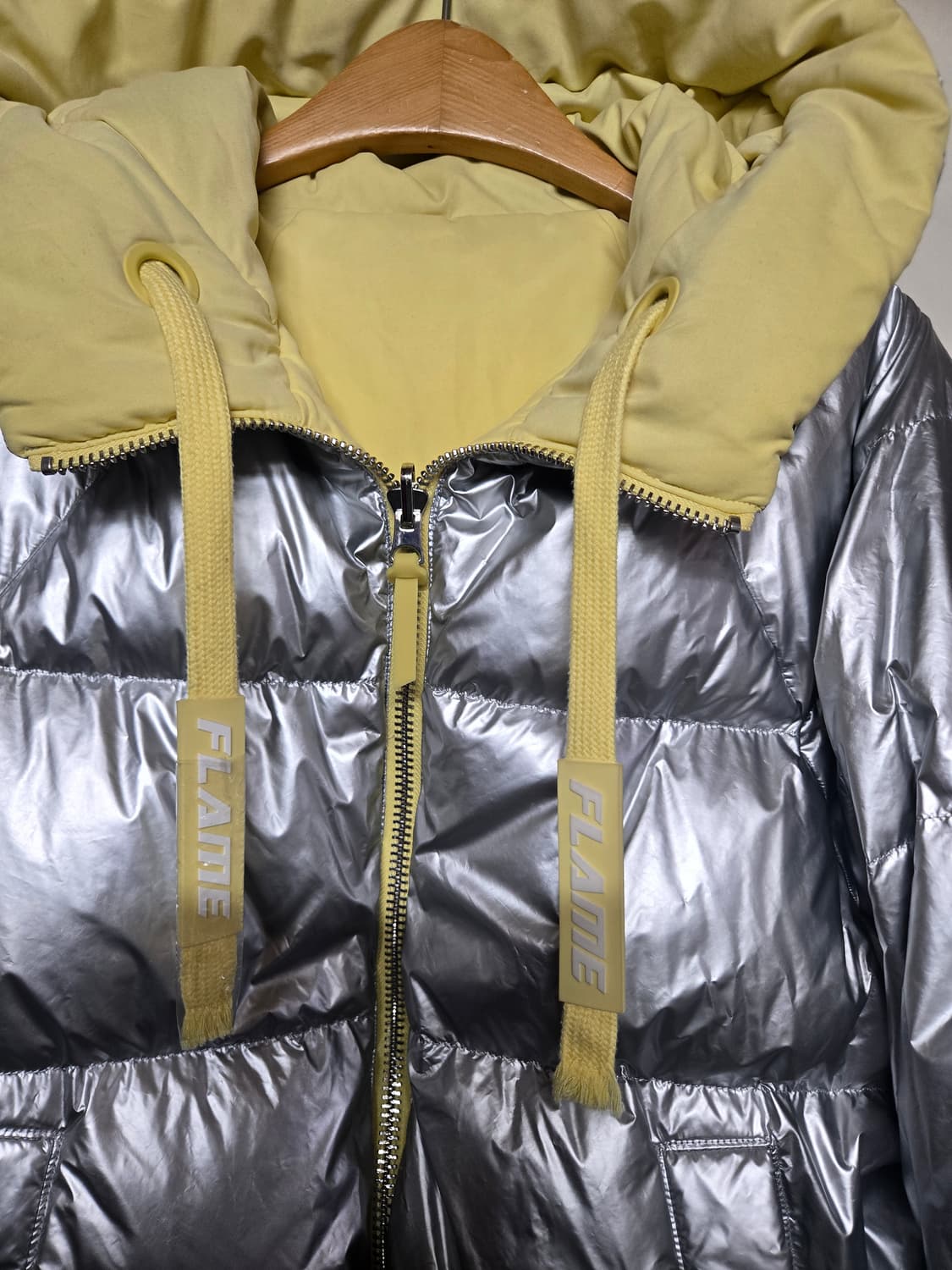 ONLY 양면 패딩 S 실버/노랑 상품이미지3