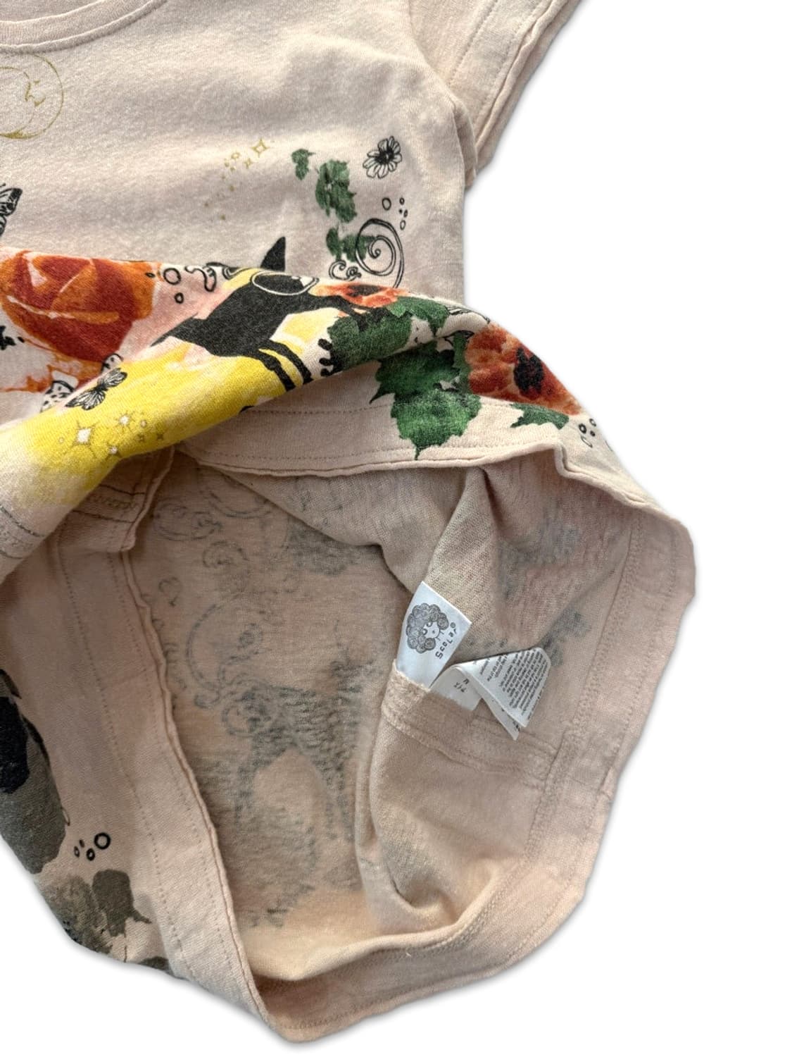 빈티지 scolar 핑크 베이지 반팔티 상품이미지4