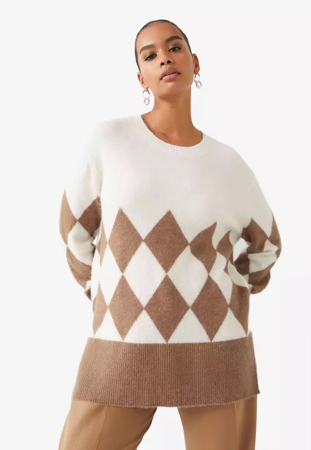 앤아더스토리즈 아가일 오버핏 알파카 니트 스웨터 S 상품이미지1