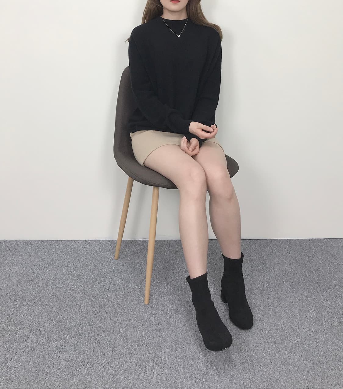 메리노 울캐시 홀가먼트 반목니트 블랙 (M)새상품 상품이미지4