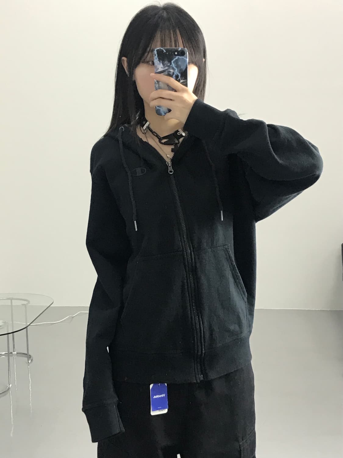  챔피언 블랙 후드티 상품이미지1