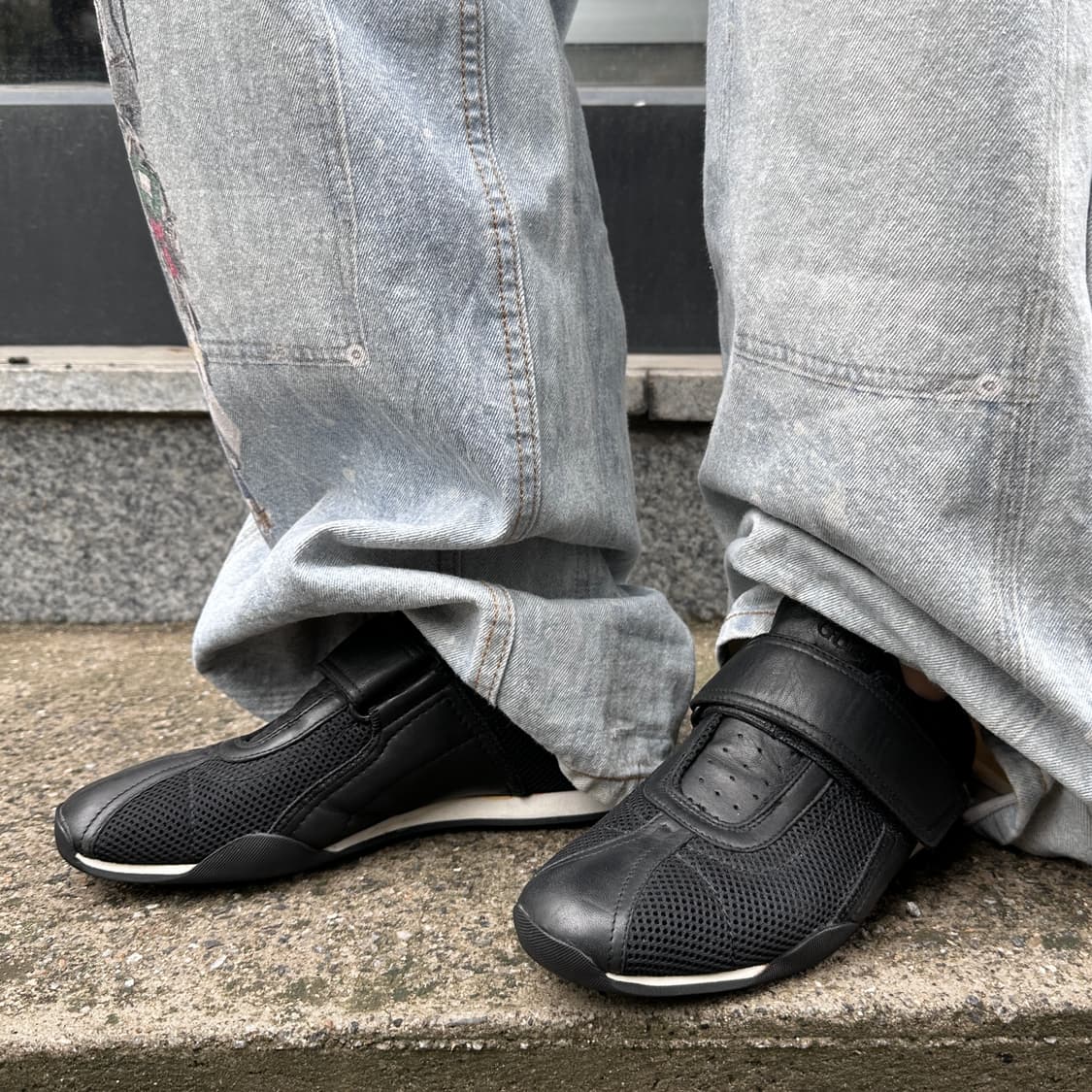 00s 블랙 구찌 스포츠 벨크로 스트랩 스니커 상품이미지1