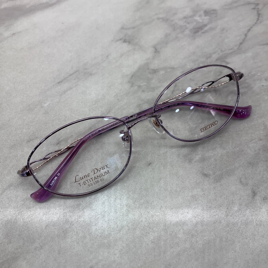 C81 세이코 SEIKO 빈티지 라일락 오벌 B-Titan 메탈테 안경 상품이미지1