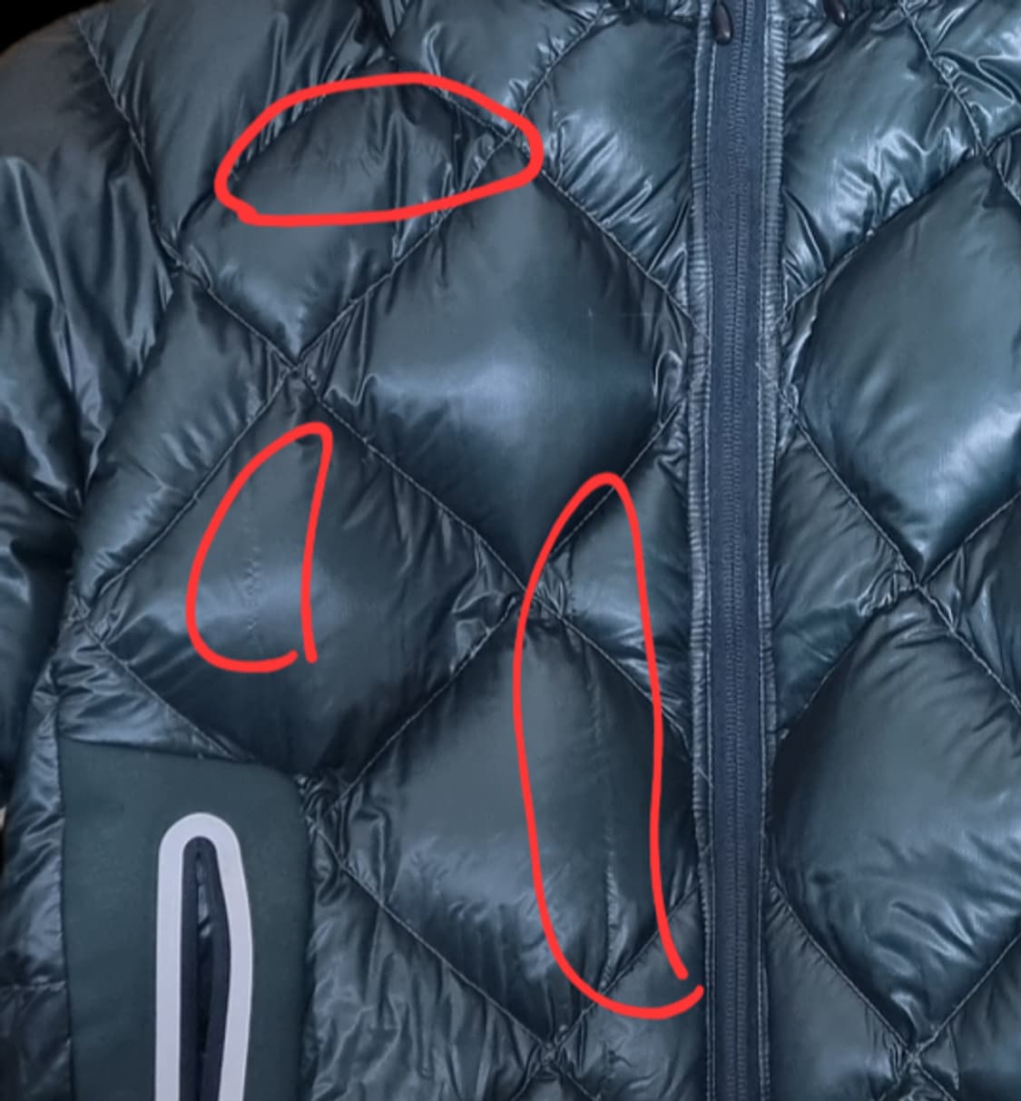 앤드원더 다이아몬드 스티치 다운 후디 그린 상품이미지5