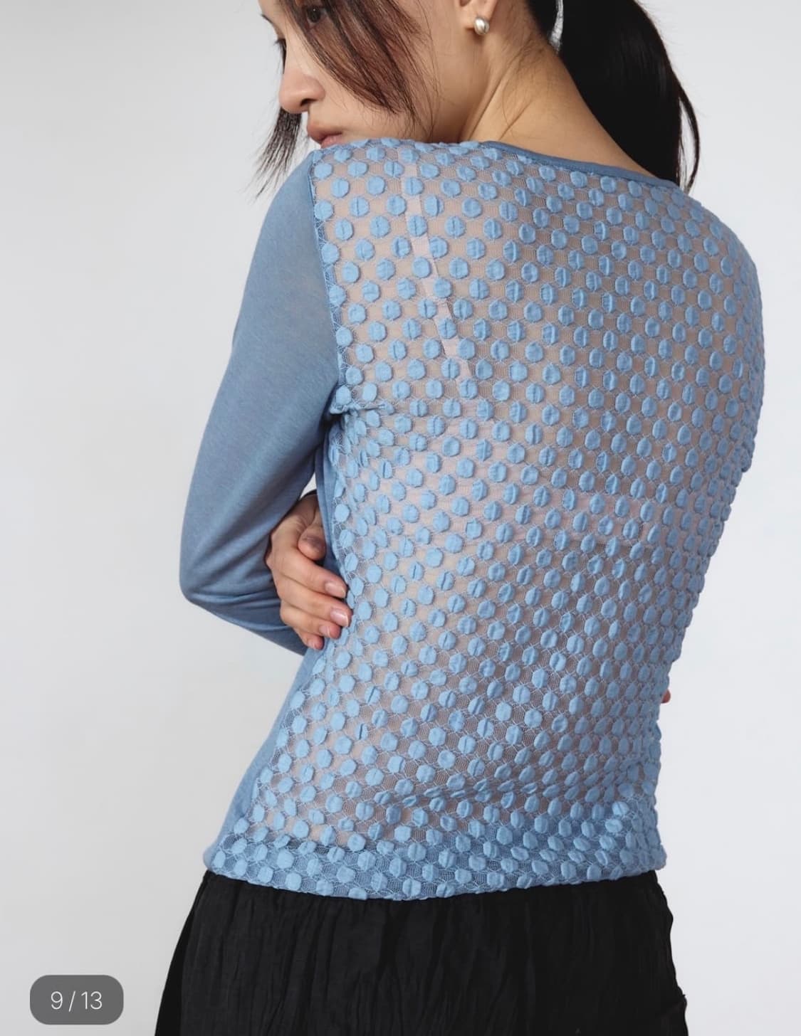 Amorshaee back dot long sleeve blue 상품이미지1