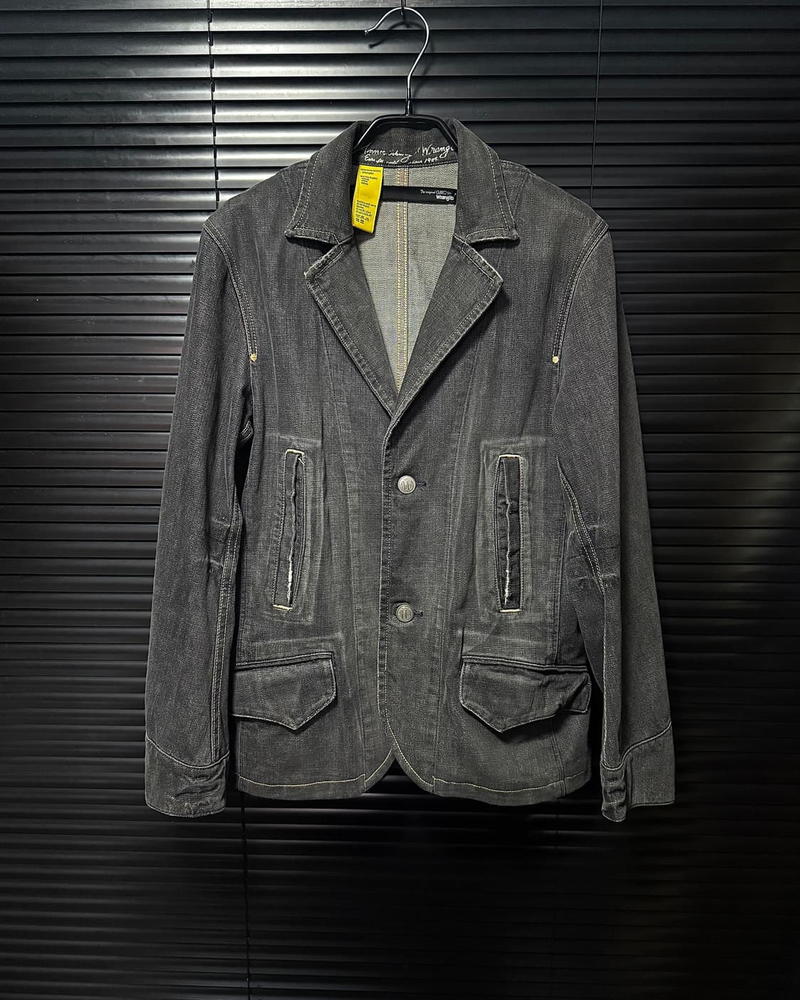 렝글러 워시드 그레이 웨스턴 흑청 데님 워크 블레이져 마이 고스 펑크 락 상품이미지2