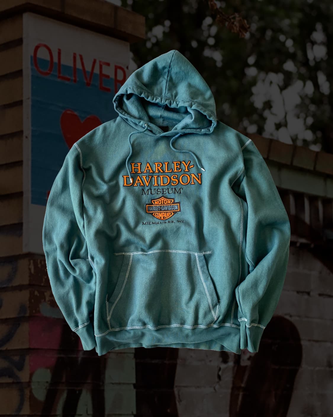 할리데이비슨 뮤지엄 다잉 다크 그린 후드티 상품이미지1