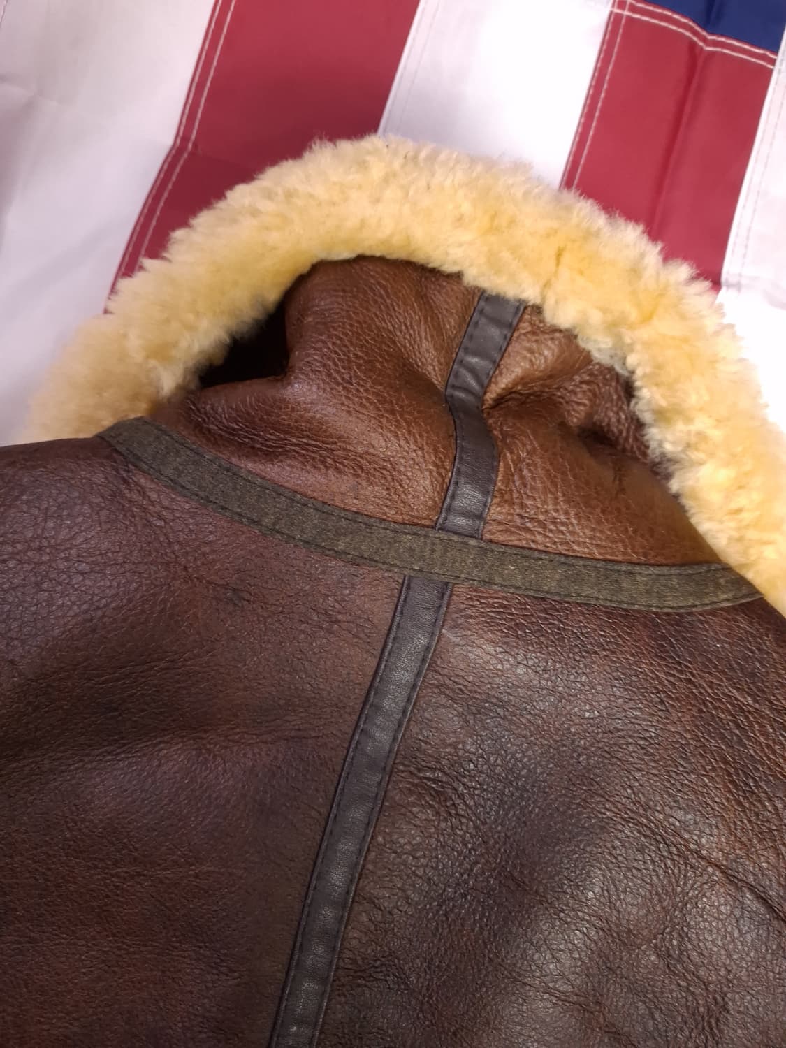 90's 일본수출용 미공군 B-3 TYPE 리얼레더 항공폭격기 무스탕 상품이미지10