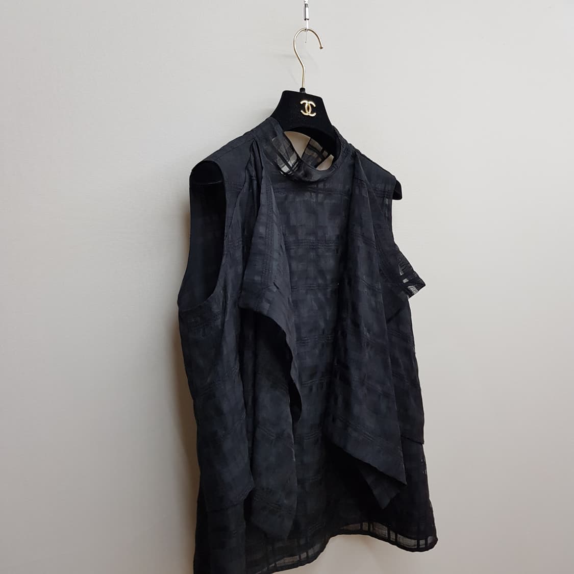 모조에스핀 2022 블랙 체크 레이어드 블라우스 M사이즈 상품이미지3